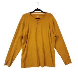 Kenneth Cole T-Shirt Men's X-Large Mustard Yellow Long Sleeve Front Button